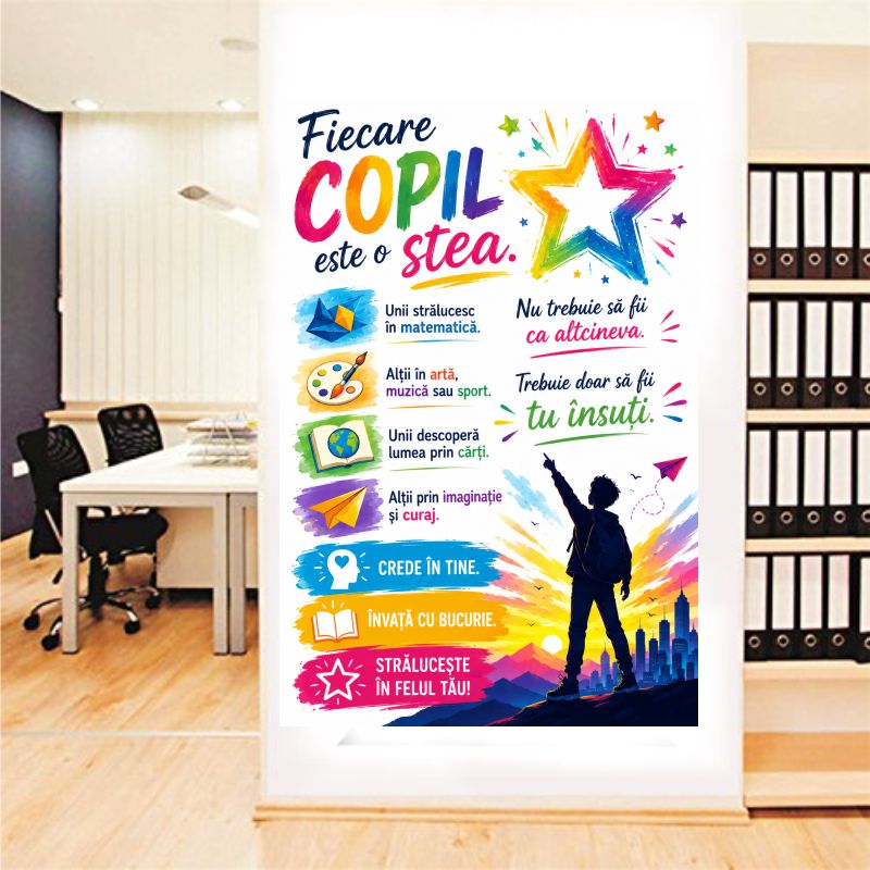 Afis autocolant Fiecare Copil este O Stea
