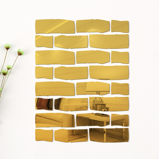 Sticker perete 3D Bricks Mirror Gold S