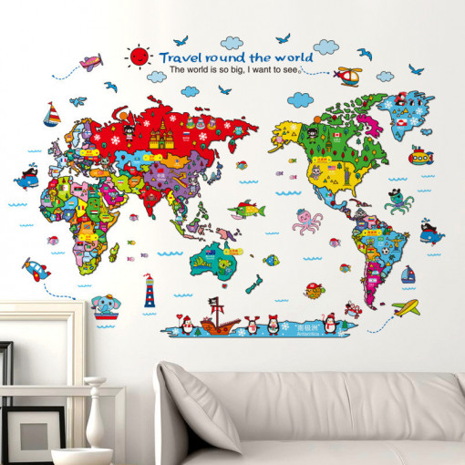 Sticker perete Funny World Map