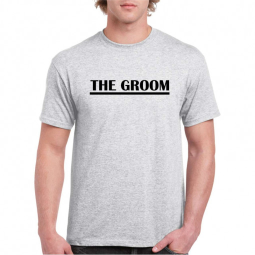 Tricou personalizat barbati gri The Groom 4
