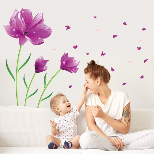 Sticker perete Dreamlike Purple Flower 60x90 cm
