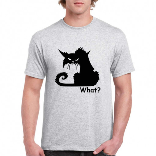 Tricou personalizat barbati gri Crazy Cat