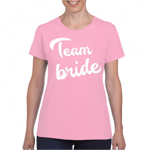 Tricou personalizat dama roz Team Bride 1