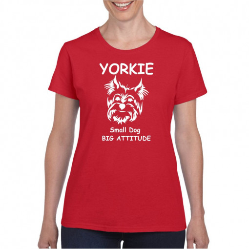 Tricou personalizat dama rosu Yorkie