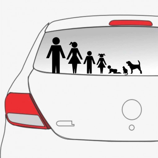 Sticker auto Familie in Masina
