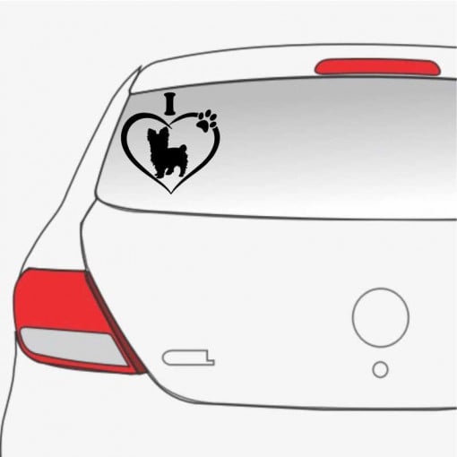 Sticker auto I love Yorkie