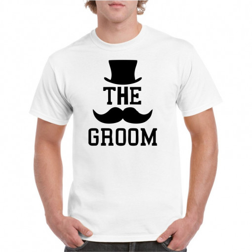 Tricou personalizat barbati alb The Groom 2