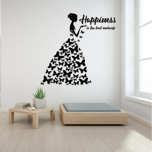 Sticker perete Happiness is the best Makeup