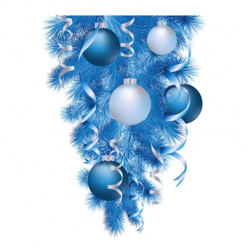 Sticker decorativ Decoratiune Craciun Globuri Albastre
