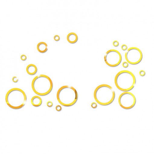 Sticker perete 3D Mirror Gold Circles