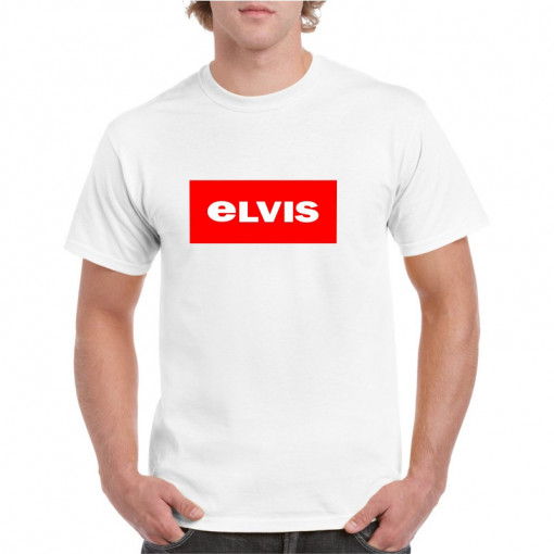 Tricou personalizat barbati alb Elvis