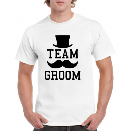 Tricou personalizat barbati alb Team Groom