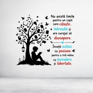 Sticker perete Nu exista limite pentru un copil care citeste