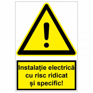 Sticker indicator Instalatie electrica cu risc ridicat si specific
