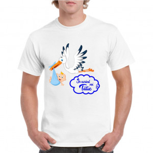 Tricou personalizat barbati alb In curand voi fi tatic (baietel)