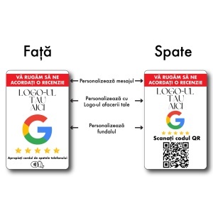 Card recenzii Google NFC si QR personalizare