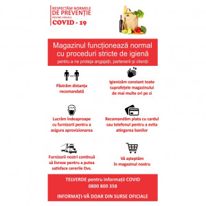 Sticker Indicator Reguli de siguranta COVID Magazin Alimentar
