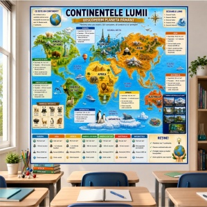 Plansa Educativa Continentele autocolant