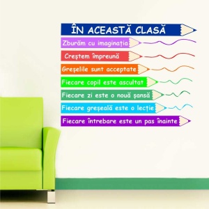 Sticker perete In aceasta clasa - Creioane colorate 1