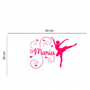 Sticker cu numele copilului balerina dimensiuni
