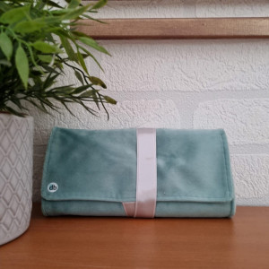 Caseta / Suport / Plic / Rollbag bijuterii catifea turcoaz-2