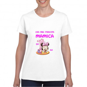 Tricou personalizat dama alb Cea mai Fericita Mamica Fetita