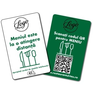 Card NFC Meniu Digital pentru Restaurant Personalizat + QR fata-spate