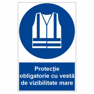 Sticker indicator Protectie obligatorie cu vesta de vizibilitate mare