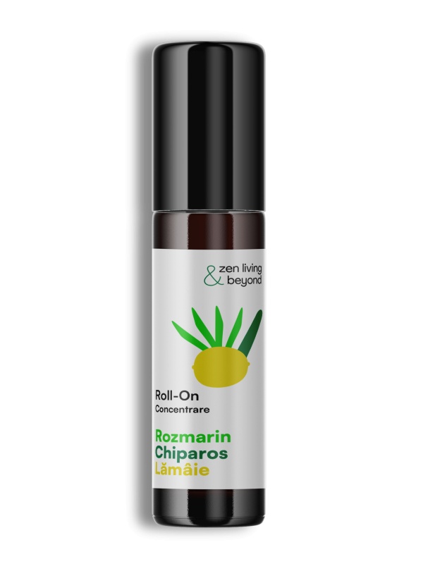 Roll-on Aromaterapie Concentrare - Rozmarin, Chiparos, Lămâie, 10 ml