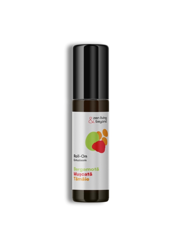 Roll-on Aromaterapie Entuziasm - Bergamotă, Mușcată, Tămâie, 10 ml