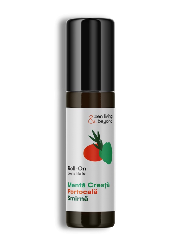 Roll-on Aromaterapie Jovialitate - Mentă Creață, Portocală, Smirnă, 10 ml