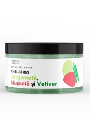 Sare de baie de mare Anti-stres cu Bergamotă, Mușcată și Vetiver , 350 g
