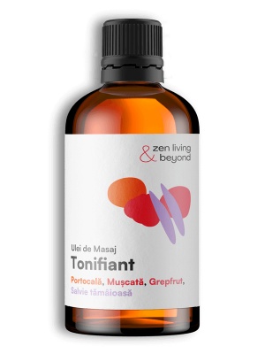 Ulei de Masaj Tonifiant-portocală, mușcată, grepfrut, salvie tămâioasă, 100 ml