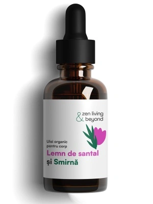 Ulei organic de Corp cu Ricin, Chimen negru, Lemn de santal și Smirnă, 50 ml