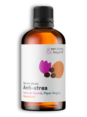 Ulei de Masaj Anti-stres cu Lemn de Santal, Piper Negru, Mandarină 100ml