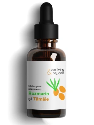 Ulei organic de Corp cu Ricin, Chimen negru, Rozmarin și Tămâie, 50 ml