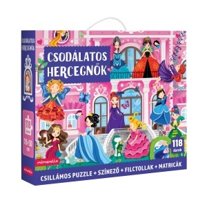 Csodálatos hercegnők – 118 darabos csillámos puzzle