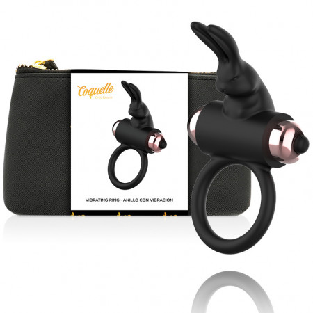 Coquette Cockring Com Vibrador Preto / Ouro
