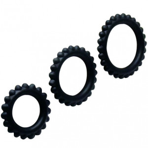 Conjunto De Baile Titan 3Pcs Cock Ring Preto 2.8 + 2.4 + 1.9 Cm - Img 2