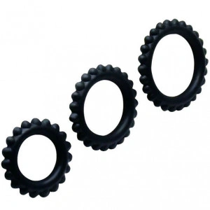 Conjunto De Baile Titan 3Pcs Cock Ring Preto 2.8 + 2.4 + 1.9 Cm - Img 2