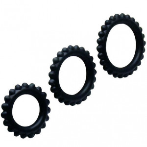 Conjunto De Baile Titan 3Pcs Cock Ring Preto 2.8 + 2.4 + 1.9 Cm - Img 3