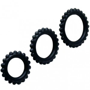 Conjunto De Baile Titan 3Pcs Cock Ring Preto 2.8 + 2.4 + 1.9 Cm - Img 3