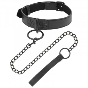 Darkness Thin Black Full Collar With Leash - Img 2
