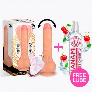 Dildo Centauro Vibrador Rotativo Inclui Lubrificante Nanami Cereja Doce Magnus 2.0