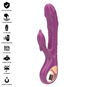 Intense - Halle Vibrador Multifuncional Com Língua Estimulante De Golfinhos Roxo