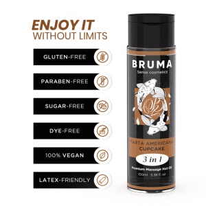 Bruma - Óleo De Massagem Premium Efeito Calor Sabor Cupcake 3 Em 1 - 100 Ml - Img 1