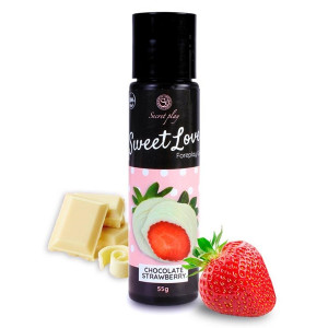Gel Comestivel Secret Play Morangos Chocolate Branco 60 ml