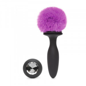 Coelho Feliz Recarregável Vibrante Plug De Butt Grande Preto / Roxo - Img 6