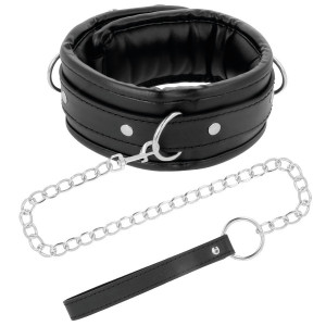 Darkness Black Soft Collar With Leash Leather - Img 2