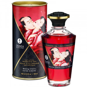 Shunga Aphrodisiac Warming Oil Blazing Cherry 100 Ml - Img 1